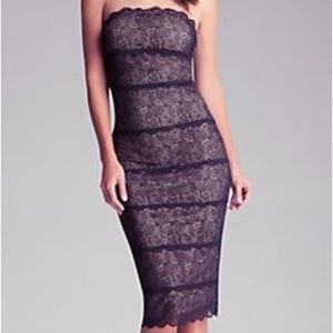 Black/Nude Lace Bodycon Midi Dress